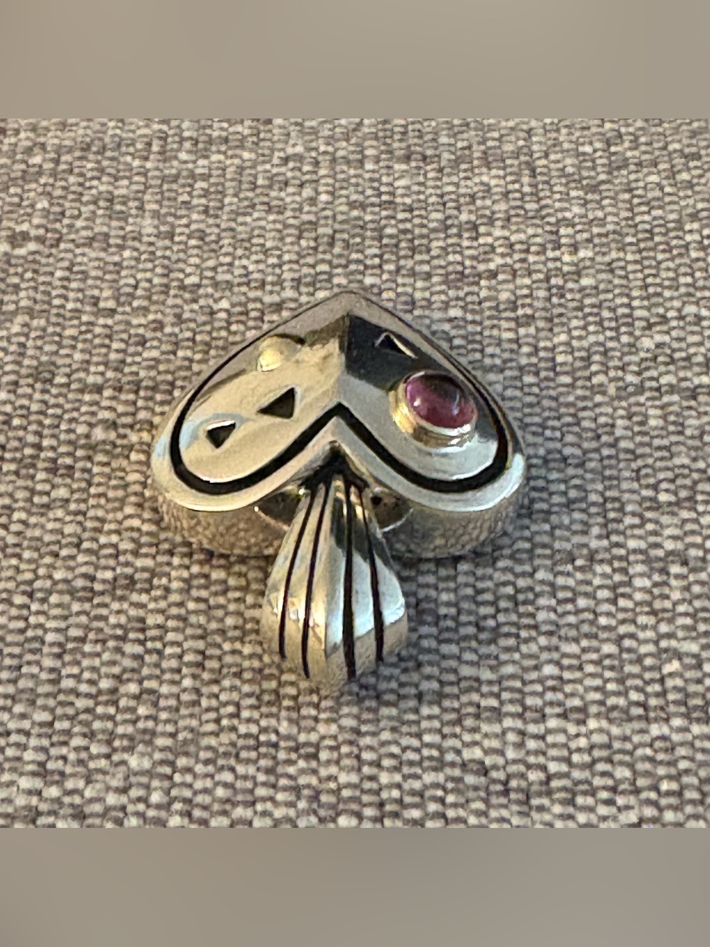 John Atencio 925 Sterling Silver and 18K Heart Pendant with Amethyst - Picture 7 of 11